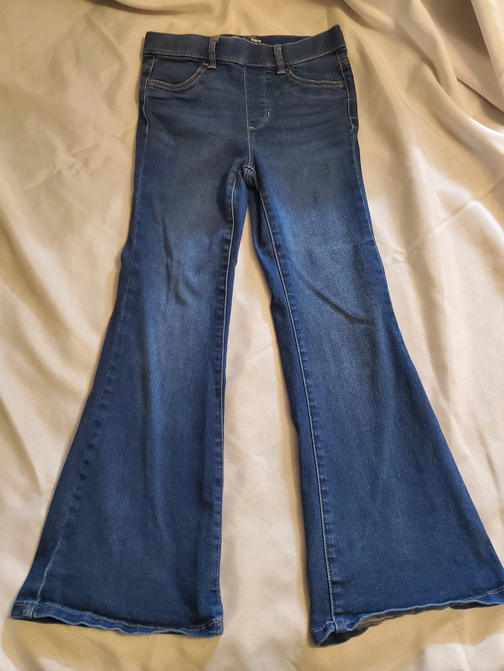 Wonder Nation Girls 7/8 Dark Blue Pull On, Flare Jeans